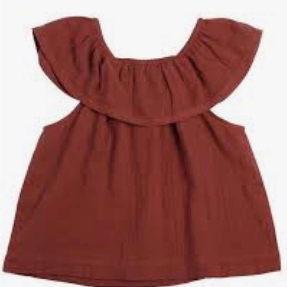 Rust Sleeveless Ruffle Top boutique brand Wynken